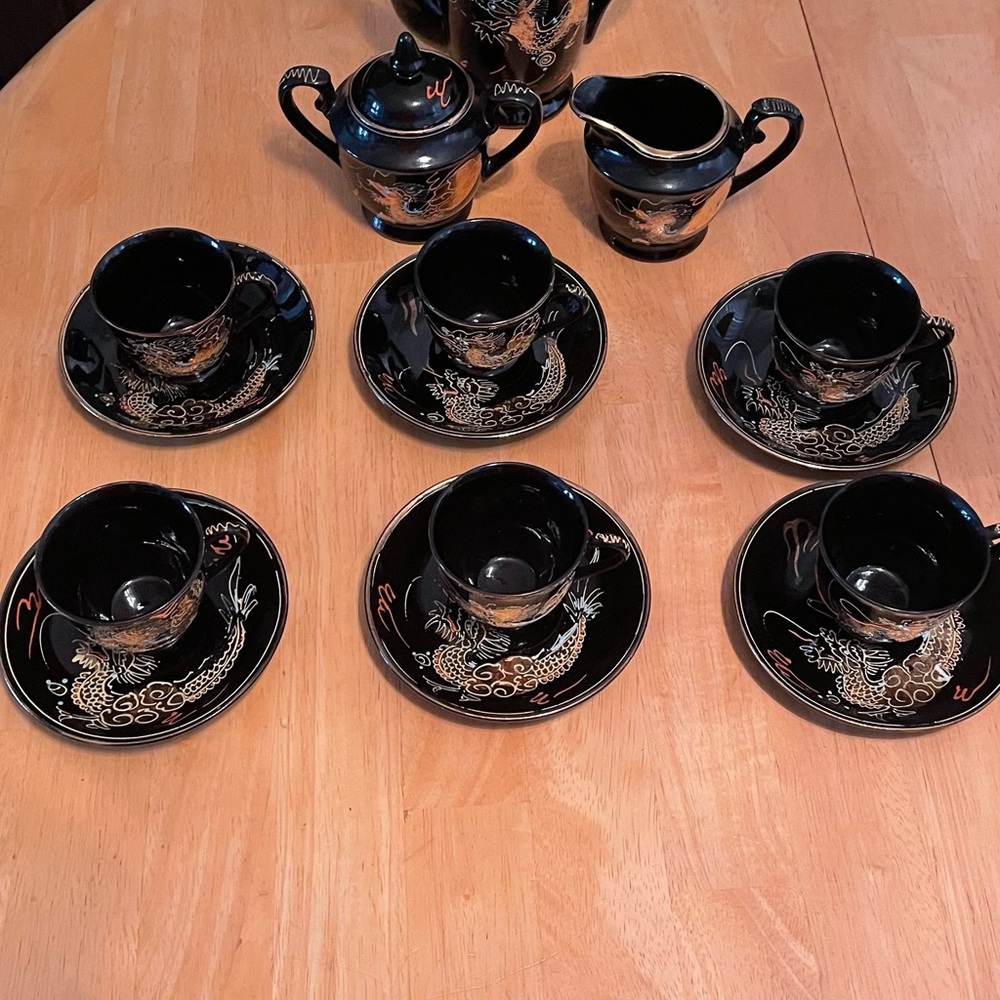 Elegant Black Dragon Tea Set
